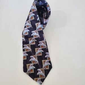 ENDANGERED SPECIES Dolphins "Claire and Neil Coming Through" Neck Tie 100% Silk